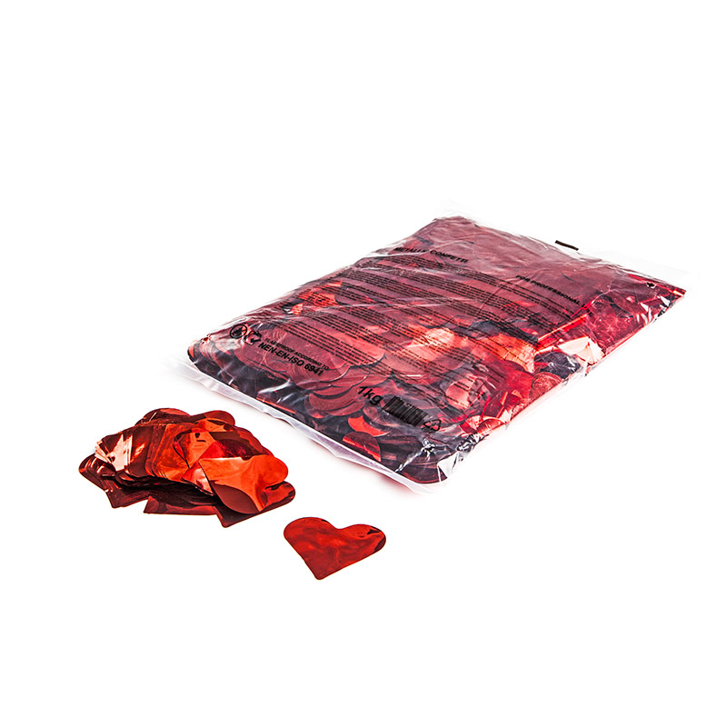 Metallic confetti hearts Ø 55mm - Red