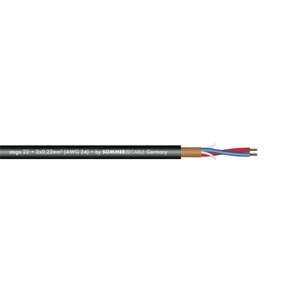 SOMMER CABLE Mikrofonkabel 2x0,22 100m sw Stage 22