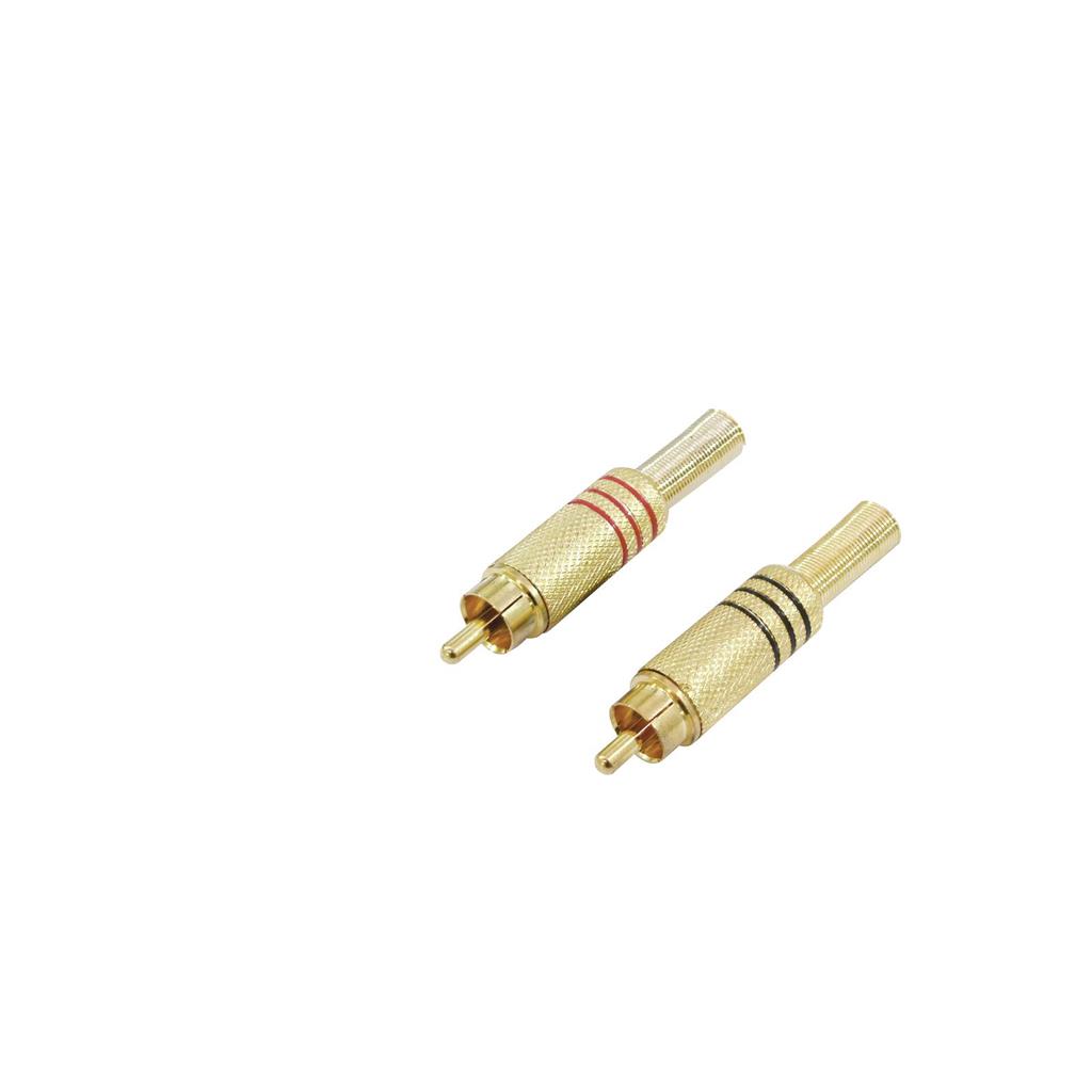OMNITRONIC Cinch Stecker vergoldet 7mm rt/sw 2x